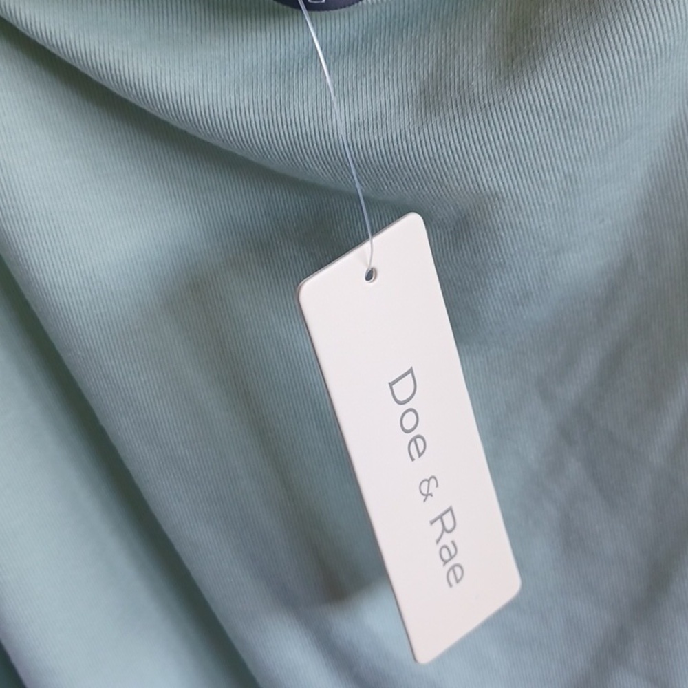 Anthropologie Doe & Rae NWT Mint Green Smocked Ruffled Sleeve Loose Blouse M - Picture 5 of 7